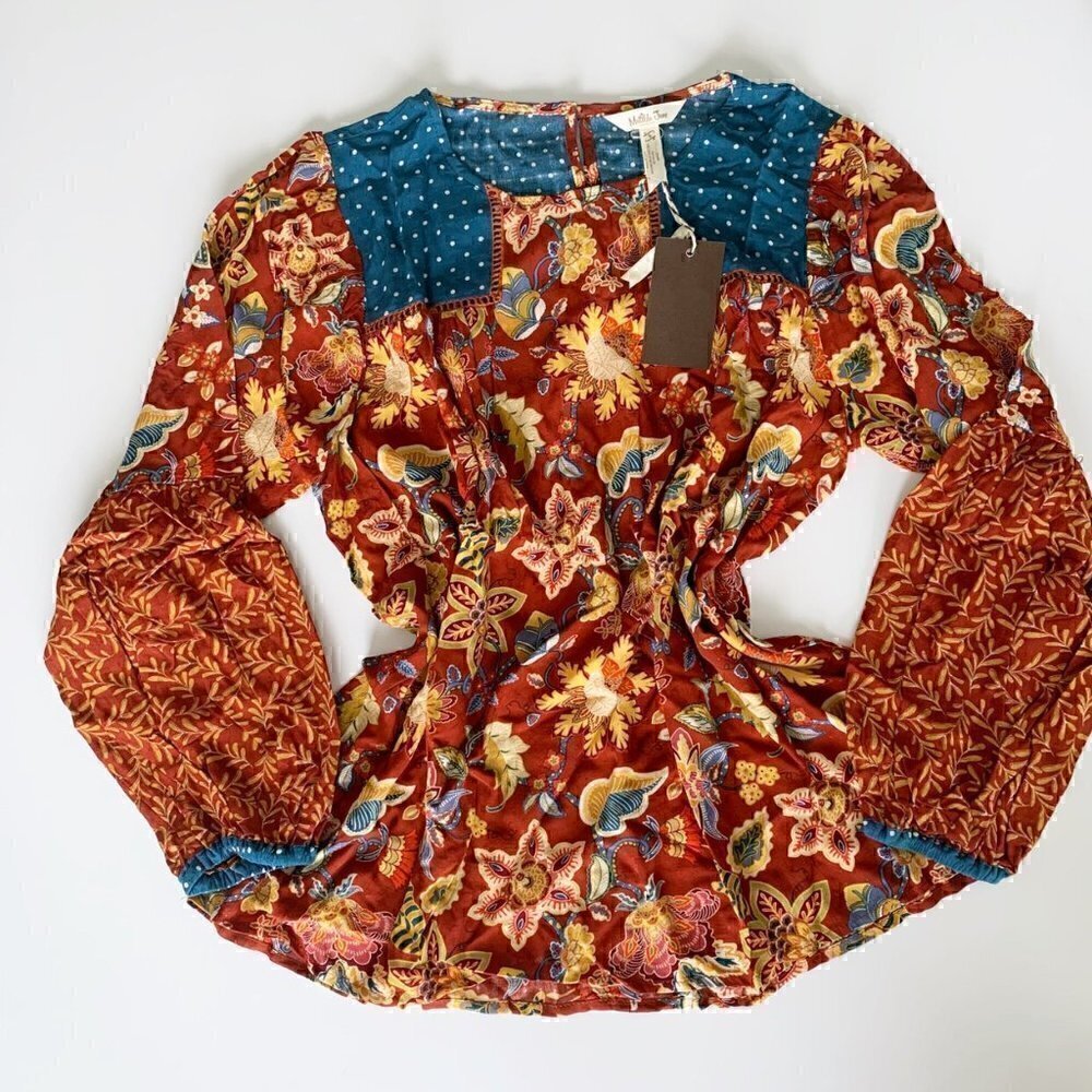 NWT Matilda Jane Woman Fall Garden Mums Blouse, Small